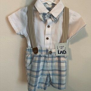 Little Lad Blue Plaid Suspender Set (NWT)
